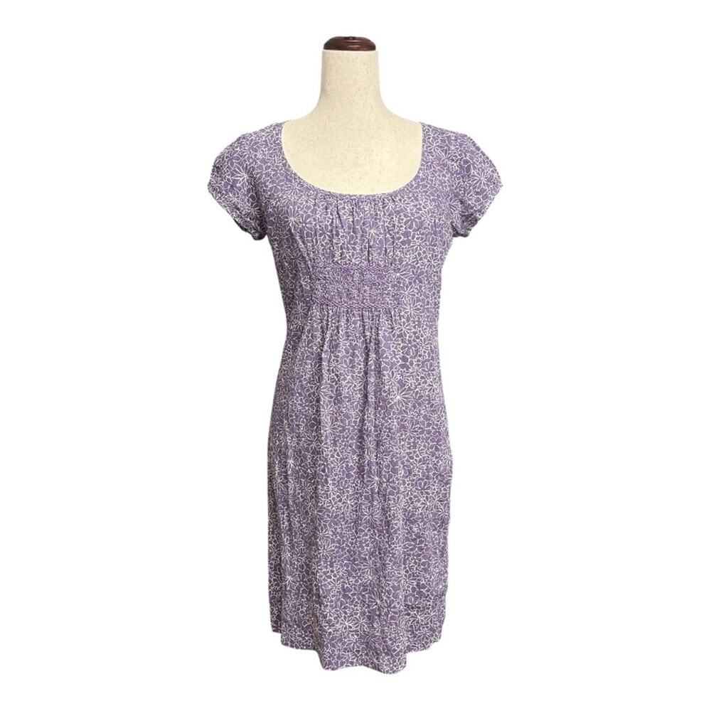 Boden Lavender & White Floral Print Midi Dress Size 6 WW0952